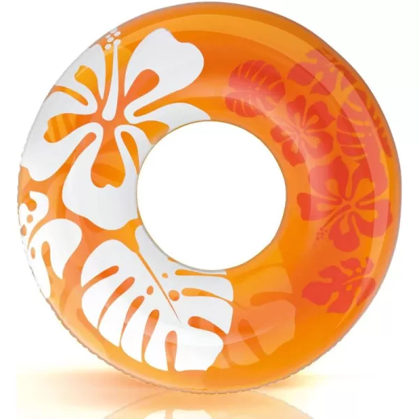 INTEX 59251EP Clear Tropical Inflatable Tube Floral Graphic Design  36quot Diameter  132lb Weight Capacity  One Tube  Color May Vary