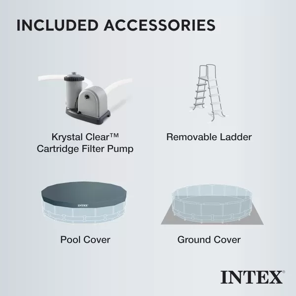 INTEX 26721EH Prism Frame Clearview Above Ground Swimming Pool Set 14ft x 42in  Includes 1000 GPH Cartridge Filter Pump  SuperTough Puncture Resistant  Rust Resistant  3357 Gallon Capacity16 x 48