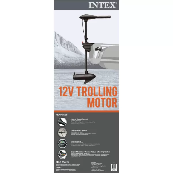 INTEX 68631E Transom Trolling Motor Easy to Attach  BuiltIn Battery Meter  Quiet Motor  Weed Escape Mode  Suitable for Freshwater and Saltwater