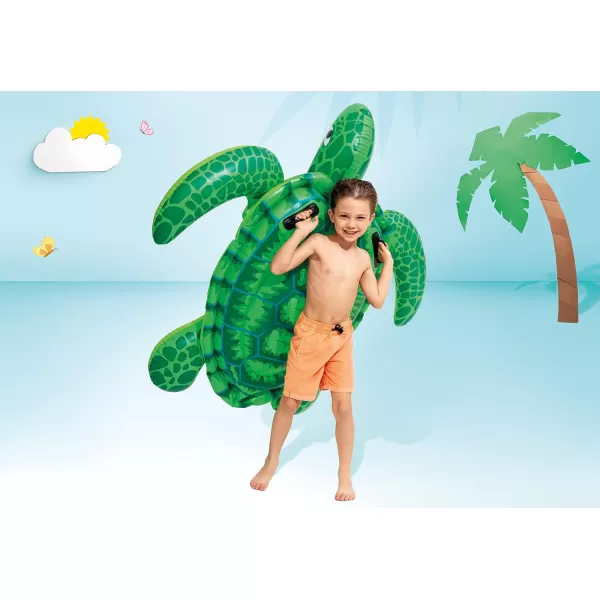 INTEX Lil Sea Turtle Inflatable Pool Float Animal Pool Toy For Kids  2 HeavyDuty Handles  88lb Weight Capacity  59quot x 50quot  For Ages 3