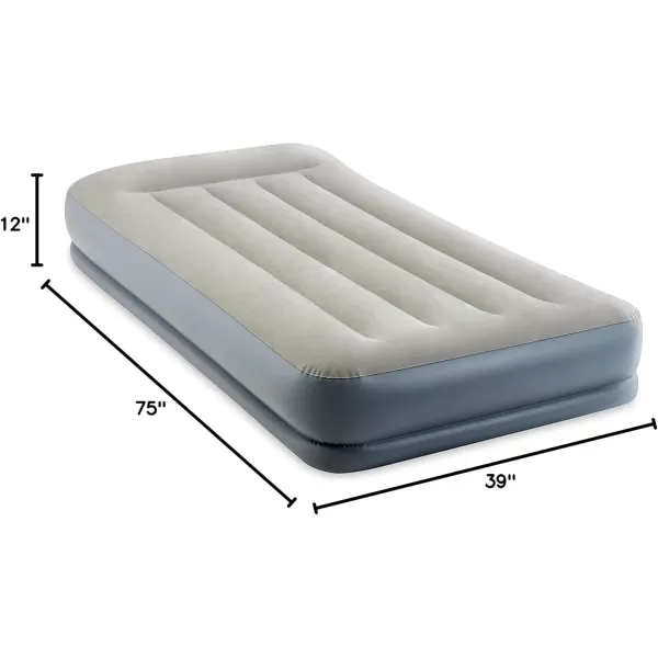 Intex 64115ED DuraBeam Standard Pillow Rest Air Mattress FiberTech  Twin Size  Builtin Electric Pump  12in Bed Height  300lb Weight Capacity
