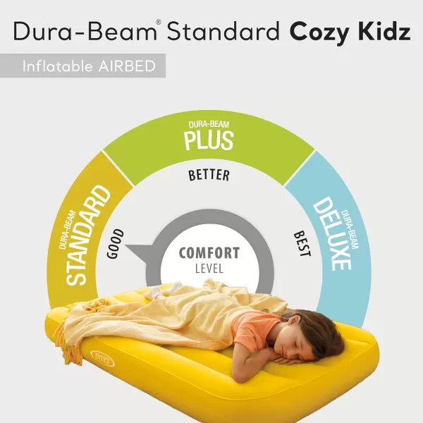 Intex 66803EP Cozy Kidz Inflatable Airbed FiberTech  Velvety Soft Surface  Carry Bag Included  Color May Vary  345quot x 62quot x 7quotInflatable Airbed