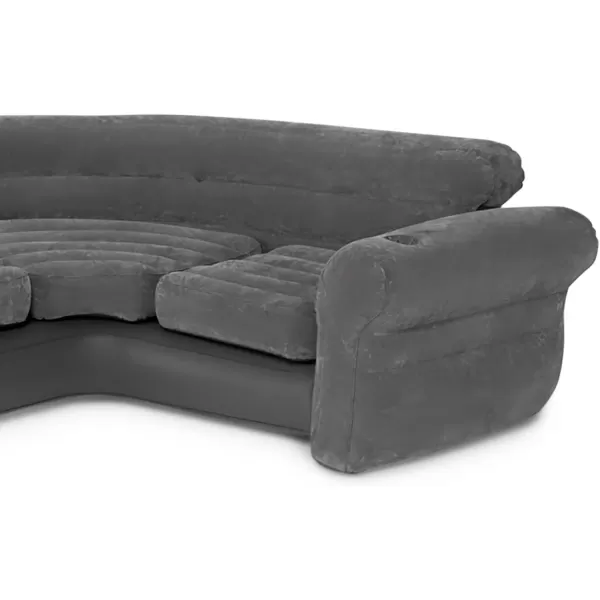 Intex 68575EP Inflatable Corner Sofa LShaped  Indoor Use  2in1 Valve  880lb Weight Capacity  101 x 80 x 30Grey