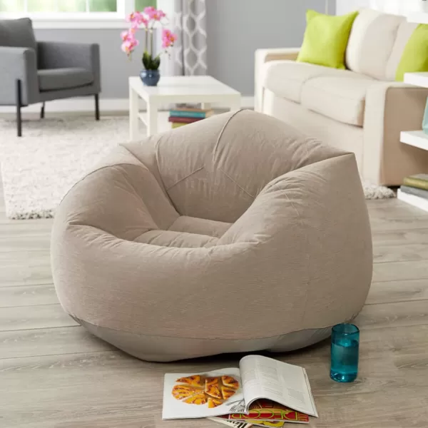 Intex 68579EP Beanless Bag Inflatable Lounge Chair Corduroy Textured Flocking  Durable Vinyl  Folds Compactly  220lb Weight Capacity  45quot x 45quot x 28quot