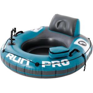 imageINTEX 56843EP River Run 1 Pro Inflatable Floating Lounge GoProPhone Mount  Builtin Cup Holder and Storage Compartment  Durable Grab Handles  EasytoUse Connectors  220lb Weight CapacityTeal