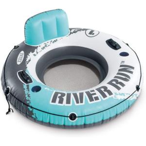 imageINTEX 56843EP River Run 1 Pro Inflatable Floating Lounge GoProPhone Mount  Builtin Cup Holder and Storage Compartment  Durable Grab Handles  EasytoUse Connectors  220lb Weight CapacityAqua