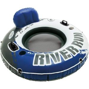 imageINTEX 56843EP River Run 1 Pro Inflatable Floating Lounge GoProPhone Mount  Builtin Cup Holder and Storage Compartment  Durable Grab Handles  EasytoUse Connectors  220lb Weight CapacityBlue