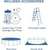 image:imageINTEX 26745EP 16Ft X 48In Chevron Prism Frame Premium Above Ground Swimming Pool Set with Filter Pump Removable Ladder Ground Cloth Pool Cover