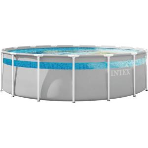 image:imageINTEX 26721MZ 14ft x 42in Prism Frame Clearview Premium Above Ground Pool Set Includes 1000 GPH Krystal Clear Cartridge Filter Pump  3357 Gallon Capacity  Age Grade 616 x 48
