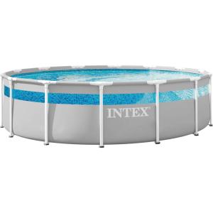 image:imageINTEX 26721MZ 14ft x 42in Prism Frame Clearview Premium Above Ground Pool Set Includes 1000 GPH Krystal Clear Cartridge Filter Pump  3357 Gallon Capacity  Age Grade 614 x 42