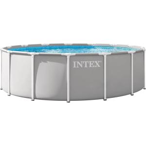 image:imageINTEX 26725EP Prism Frame Above Ground Swimming Pool Set 15ft x 48in  Includes 1000 GPH Cartridge Filter Pump  Removable Ladder  Pool Cover  Ground Cloth