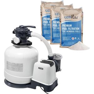 image:imageIntex 26651EG Krystal Clear 3000 GPH Sand Filter Pump for Above Ground Pools Bundled with OptiFlow 3 Pack Premium Pure Silica Filter Sand 50 lb Bags3 000 GPH