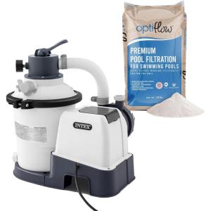 image:imageIntex 26651EG Krystal Clear 3000 GPH Sand Filter Pump for Above Ground Pools Bundled with OptiFlow 3 Pack Premium Pure Silica Filter Sand 50 lb Bags925 GPH
