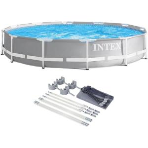 image:imageIntex 26711EH 12ft x 30in Prism Metal Frame Above Ground Swimming Pool with 530 GPH GCFI Filter Pump and Protective Canopy and fits up to 6 People