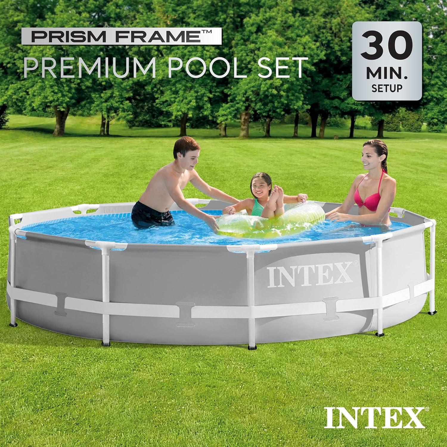 image:imageIntex 10 Foot Round Pool Cover and Filter Cartridge with Instructional Digital Video Disc for Setup and Liner for Outdoor Use Blue