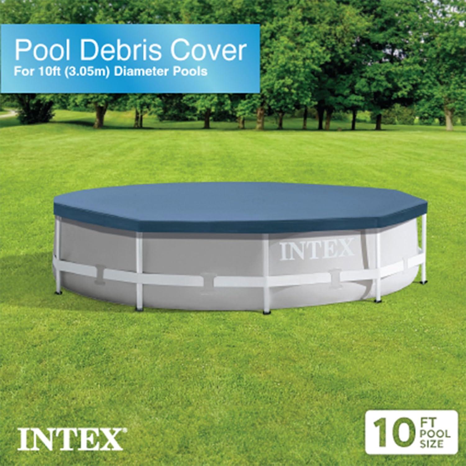 image:imageIntex 10 Foot Round Pool Cover and Filter Cartridge with Instructional Digital Video Disc for Setup and Liner for Outdoor Use Blue