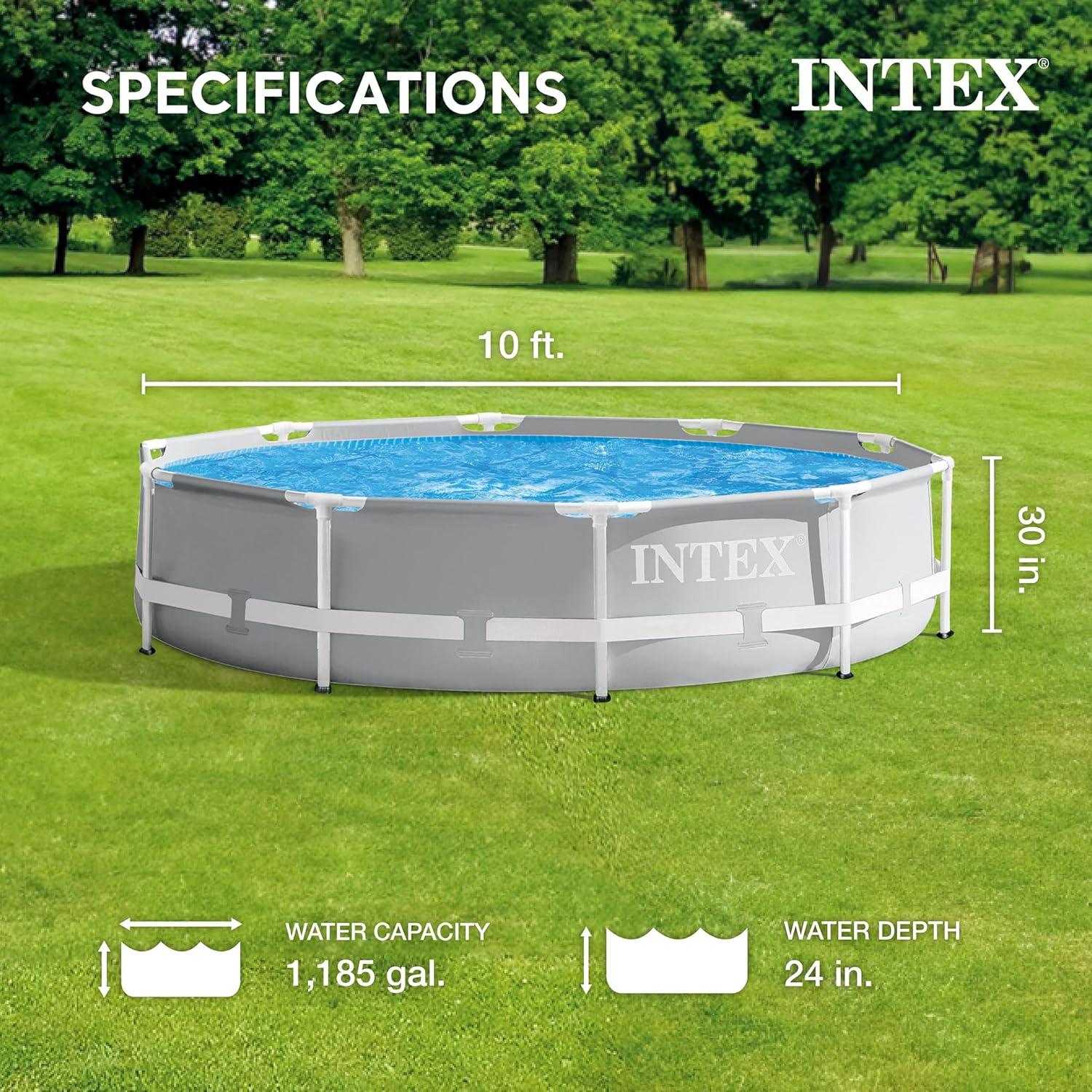 image:imageIntex 10 Foot Round Pool Cover and Filter Cartridge with Instructional Digital Video Disc for Setup and Liner for Outdoor Use Blue