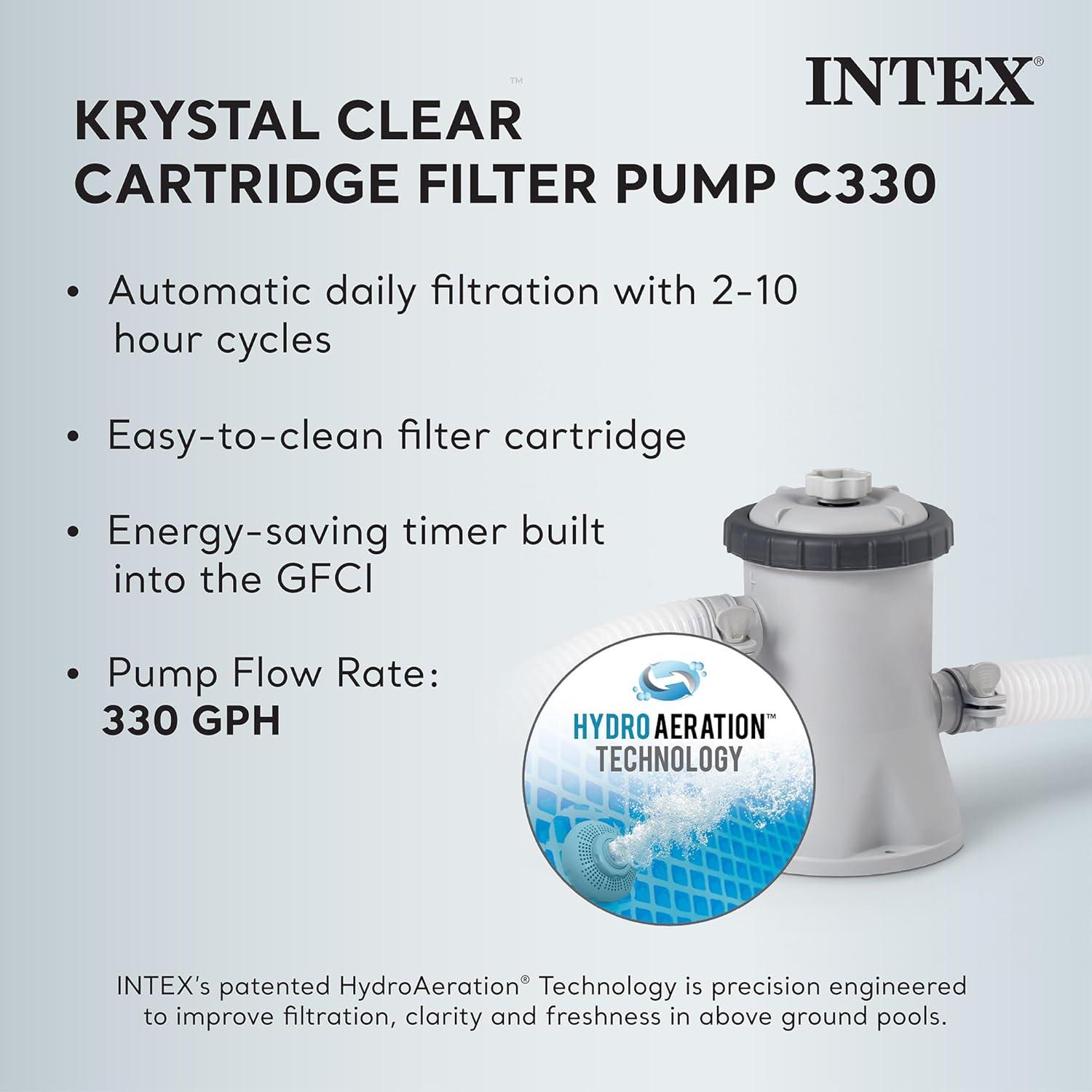 image:imageIntex 10 Foot Round Pool Cover and Filter Cartridge with Instructional Digital Video Disc for Setup and Liner for Outdoor Use Blue