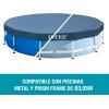 image:imageINTEX 28091E 24ft X 8in Round AllSeason Deluxe Pool Cover for 24ft Round Frame Above Ground Pools with Secure RopeTie and PreDrilled Drain Holes10 Round