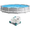 image:imageIntex 26710EH 12ft x 30in Prism Frame Outdoor Above Ground Round Swimming Pool amp Robot Vacuum Cleaner Fits up to 6 People Filter Pump Not Included
