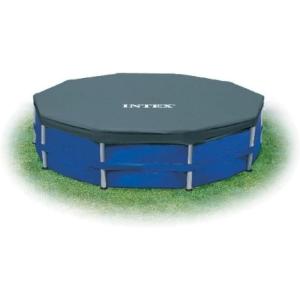 image:imageINTEX 28091E 24ft X 8in Round AllSeason Deluxe Pool Cover for 24ft Round Frame Above Ground Pools with Secure RopeTie and PreDrilled Drain Holes15 Round