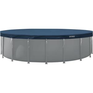 image:imageINTEX 28091E 24ft X 8in Round AllSeason Deluxe Pool Cover for 24ft Round Frame Above Ground Pools with Secure RopeTie and PreDrilled Drain Holes24Foot