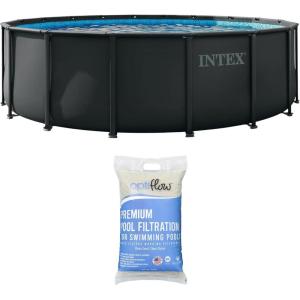 image:imageINTEX Above Ground Swimming Pool Set Ultra XTR 26 x 52 Round Frame Bundled with 2 Pack OptiFlow Premium Pure Silica Filter Pool Sand 50 lb Bag18 x 52