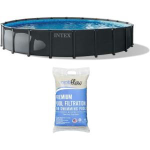 image:imageINTEX Above Ground Swimming Pool Set Ultra XTR 26 x 52 Round Frame Bundled with 2 Pack OptiFlow Premium Pure Silica Filter Pool Sand 50 lb Bag22 x 48