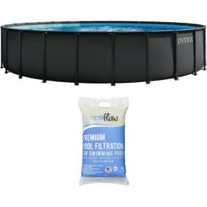 image:imageINTEX Above Ground Swimming Pool Set Ultra XTR 26 x 52 Round Frame Bundled with 2 Pack OptiFlow Premium Pure Silica Filter Pool Sand 50 lb Bag26 x 52