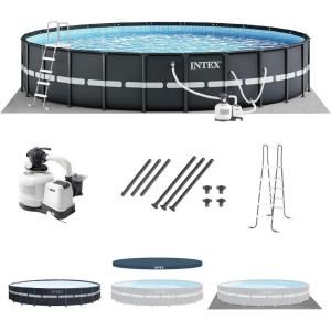 image:imageINTEX Ultra XTR Deluxe Round Above Ground Swimming Pool Set 18ft x 52in  Includes Krystal Clear Cartridge Filter Pump  Easy to AssemblePool with Pump