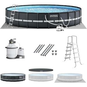 image:imageINTEX Ultra XTR Deluxe Round Above Ground Swimming Pool Set 18ft x 52in  Includes Krystal Clear Cartridge Filter Pump  Easy to Assemblewith Sand Filter Pump