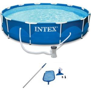 image:imageIntex 12 x 25 Round Pool w Filter Pump amp Pool Cleaning Kit w Vacuum amp Pole