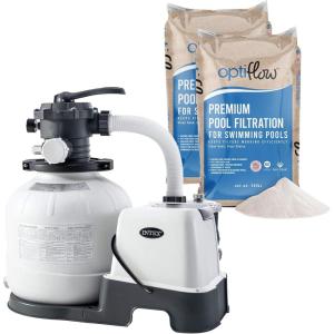 image:imageIntex 26679EG Krystal Clear 2650 GPH Sand Filter Pump for Above Ground Pools Bundled with OptiFlow 3 Pack Premium Pure Silica Filter Sand 50 lb Bags1 600 GPH