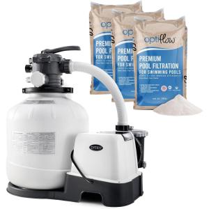 image:imageIntex 26679EG Krystal Clear 2650 GPH Sand Filter Pump for Above Ground Pools Bundled with OptiFlow 3 Pack Premium Pure Silica Filter Sand 50 lb Bags2 150 GPH