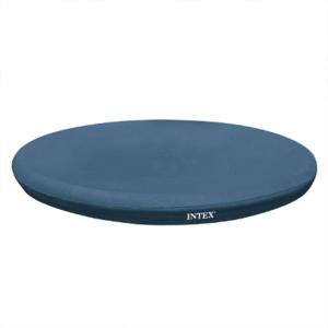 image:imageIntex 28026E UV Resistant Deluxe Debris Pool Cover for 13Foot Intex Easy Set Above Ground Swimming Pool Vinyl Round Cover with Drain Holes and Nylon TieDown Ropes Blue