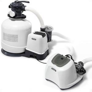 image:imageIntex 3000 GPH Sand Filter Pump with BuiltIn Timer and Krystal Clear Saltwater System Maintenance Set for Above Ground Outdoor Swimming Pools