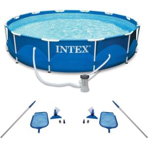 image:imageIntex Metal Frame Swimming Pool with Filter Pump and Pool Cleaning Kit 2 Pack