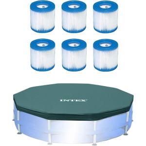 image:imageIntex Pool Filter 6 Pack with Intex 10Foot Round Above Ground Pool Cover