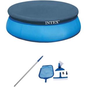 image:imageIntex Swimming Pool Kit wVacuum Skimmer Pole amp Debris Round Cover Tarp