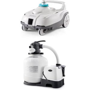 image:imageIntex ZX100 Automatic Pressure Side Swimming Pool Cleaner with 26679EG 2150GPH 16 Krystal Clear Saltwater System and Sand Filter Pump