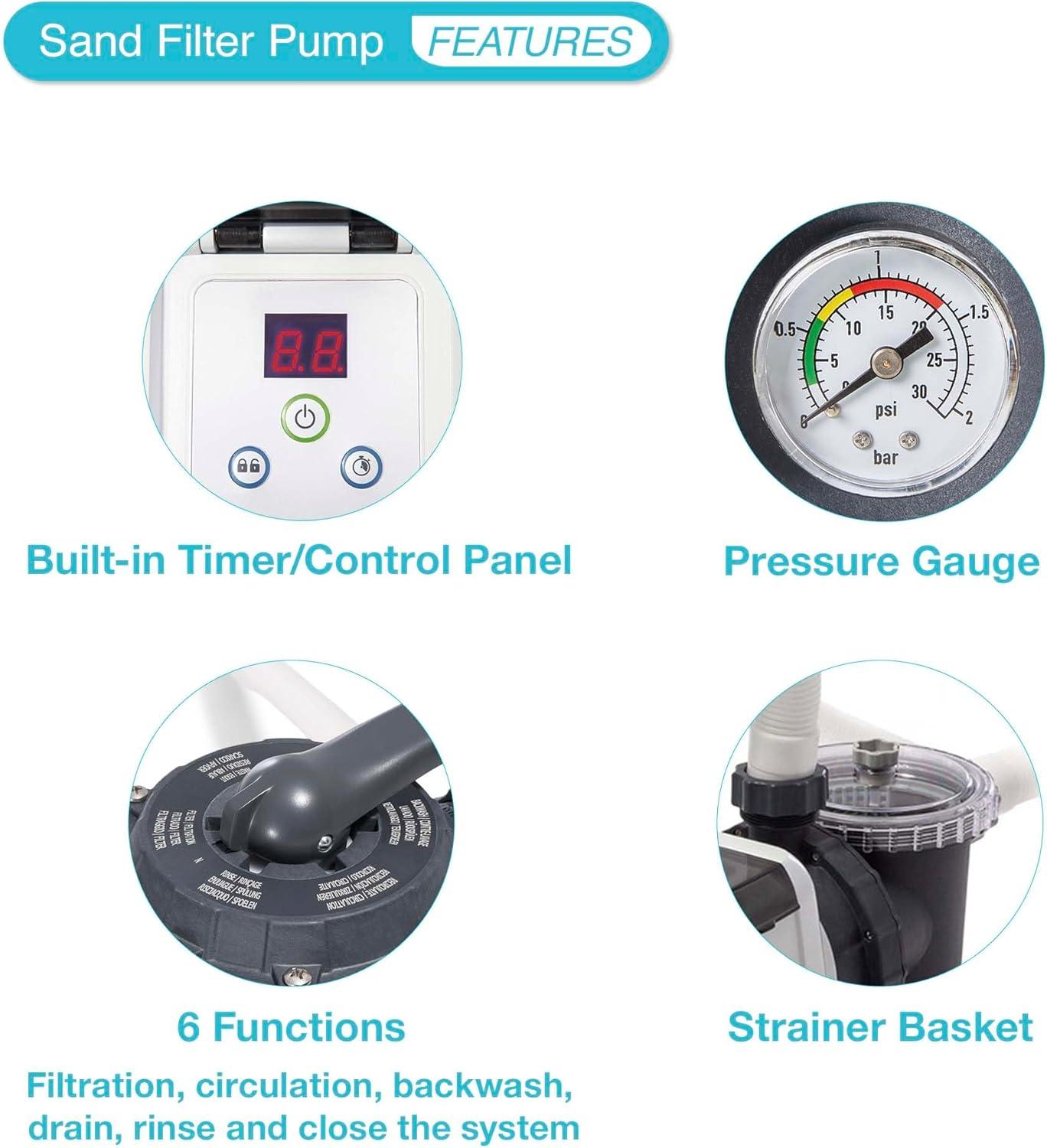 image:imageINTEX SX2800 Krystal Clear Sand Filter Pump for Above Ground Pools 2800 GPH Pump Flow Rate  Easy Installation  Deluxe Pool Maintenance Kit Included
