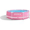 image:imageINTEX 28291EH Metal Frame Above Ground Swimming Pool Set 8ft x 30in  Includes 330 GPH Cartridge Filter Pump  PunctureResistant Material  Rust Resistant  751 Gallon Capacity  Pink