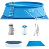 image:imageIntex 15ft x 48in Easy Set Above Ground Inflatable Ring Top Swimming Pool with Filter Catridge Pump and Solar Cover