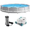 image:imageIntex 26711EH 12ft x 30in Prism Frame Above Ground Swimming Pool with 530 GPH GCFI Filter Pump and Robot Vacuum Cleaner fits up to 6 People