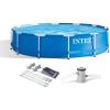 image:imageIntex 28211EH 12Foot x 30inch Metal Frame Round 6 Person Outdoor Above Ground Swimming Pool with Filter Pump Filter Cartridge amp Protective Canopy