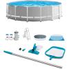 image:imageIntex Prism Frame 15 x 48 Above Ground Swimming Pool Set with Filter Pump Ladder Pool Cover and Maintenance Pool Cleaning Kit with Vacuum Skimmer