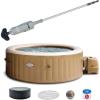 image:imageIntex Rechargeable Handheld Above Ground Pool Vacuum Cleaner with 2 Brush Heads and PureSpa 6 Person Bubble Massage Inflatable Hot Tub Spa Sahara Tan