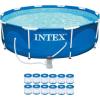 image:imageIntex Sturdy Outdoor Metal Frame Above Ground Pool Set with Drain Plug Filter Pool Pump and Type H Filter Cartridges 12 Pack
