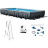 image:imageIntex Ultra XTR Heavy Duty Rectangular Above Ground Swimming Pool with Complete Set of Maintenance Kit Ladder and Sand Filter Pump Gray