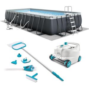 image:imageINTEX 26363EH Ultra XTR 24ft x 12ft x 52in Above Ground Swimming Pool Set with Sand Filter Pump Deluxe Automatic Vacuum Cleaner and Maintenance Cleaning Kit